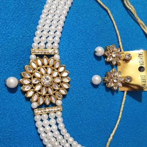 (Pack of 2) Blue & White Chokar Jewellery Set