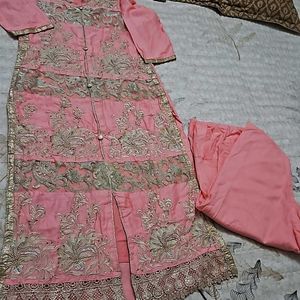 Cotton Embroidered Kurta &  Pajami with Linning