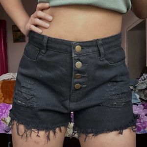 Black Denim Shorts