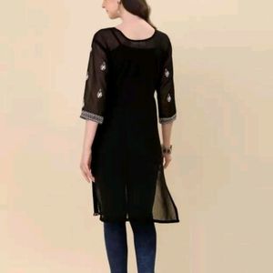 Black Chickenkari Georgette Kurti 🖤