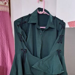 Bottle Green Stylish Shirt-top