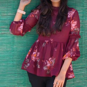 Cute Floral Peplum Top