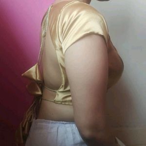 backless golden blouse padded