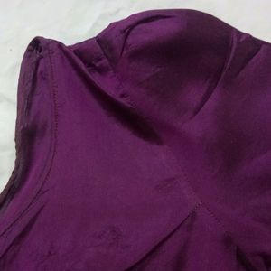 Silk Blouse 3/4 th Sleeve Puff Hand - Purple