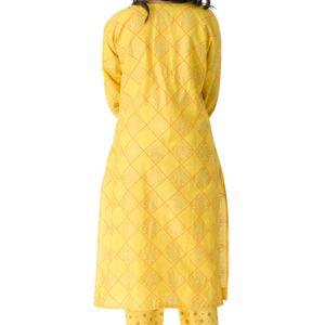 Cotton Printed Stitched Suit Set yellow Size L