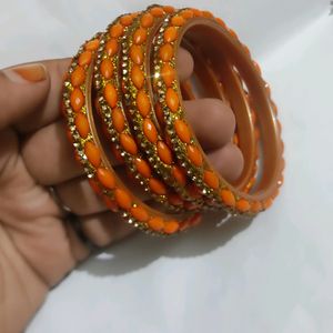 Orange Colour Bangles Set