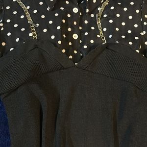 black Polka Dot Korean Top