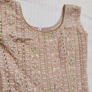 Pink Party Georgette Zari Thread Sharara Suit Set