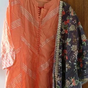 Kurta And Floral Dupatta Set