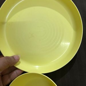 Ikea Yellow Set Of Plate, Bowl And Glass