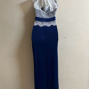 Korean Long Navy Blue Designer Gown