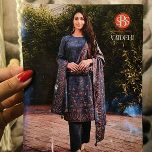 VAIDEHI BLUE GREY KURTI SET