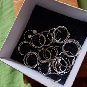 Silver Plated Stackable Rings Set Of 21