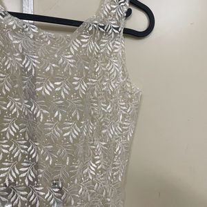 Vintage 90s Leaf Print Mesh Dress