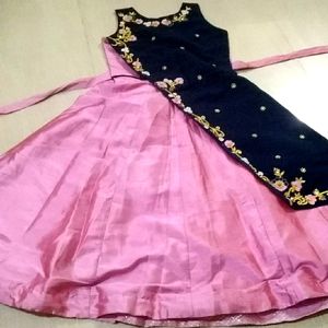 Pink And Navyblue Gown .