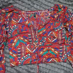 Tribal Printed Ethnic Crop Top