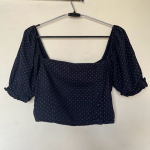 Polka Dot Puff Sleeve Top