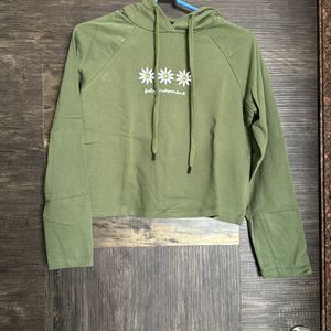 Green Cropped Hoodie