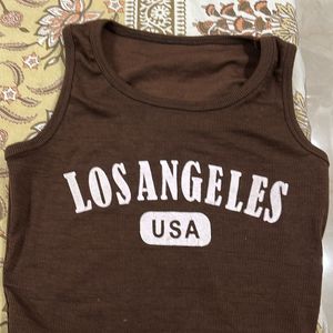 Brown Los Angeles Crop Tank Top