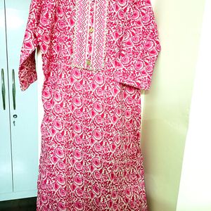 Stitched Kurta Pant Set In Jaipuri Print