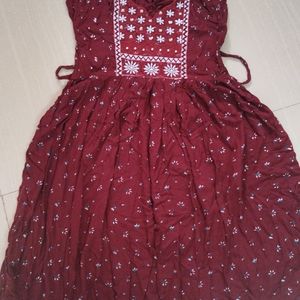 Maroon Anarkali Top