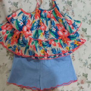 Nautinati Blue Printed Set For Girls