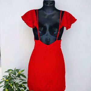 Red Flutter Sleeve Dress