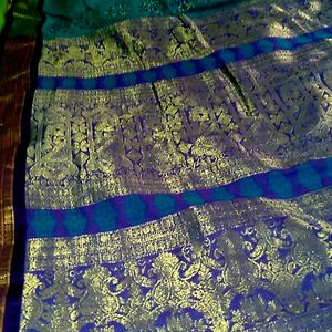 Silk Skyblue Colour Saree(No Blouse)