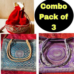 Combo Pack Of 3 beautiful Handbags With Embroidery