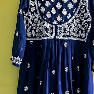 Navy Blue Embellished Anarkali Kurta