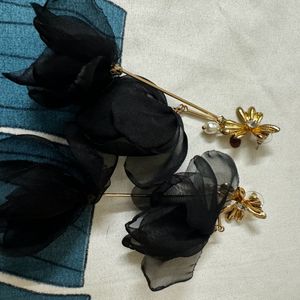 Black Flower Earrings