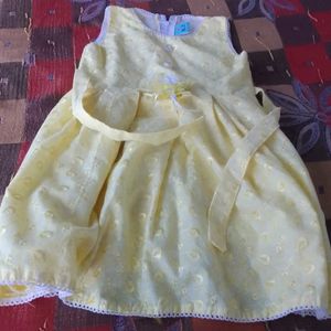 (Free Delivery) Yellow  Dresses For Baby Girl