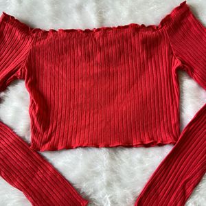 Shein Off Shoulder Red Top