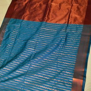 Multi colour Banaras silk Copper Design saree