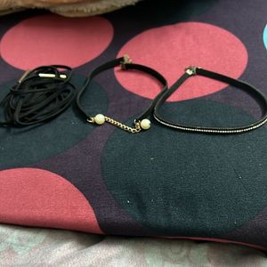 3 Black Thread Choker Necklace