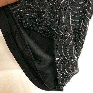 Studio Y Black Sequined Scoop Neck Top