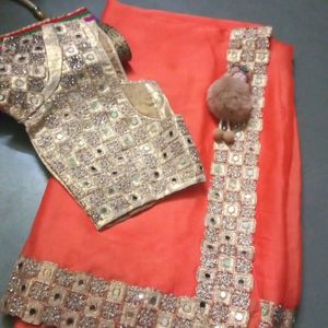 Heavy saree With Blouse