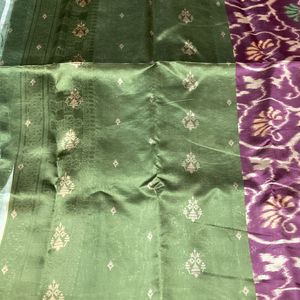 New Purple N Green Saree Without blouse  For Grabs