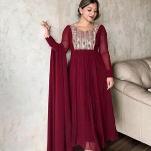 Enthic Wear Gown With Dupatta