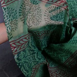 Green Printed Kota Doriya Saree