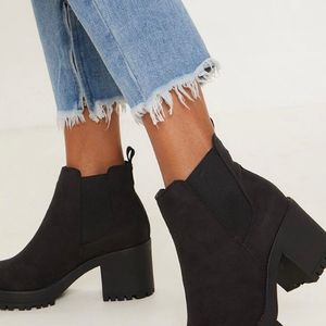 H&M Suede Block Heel Boots