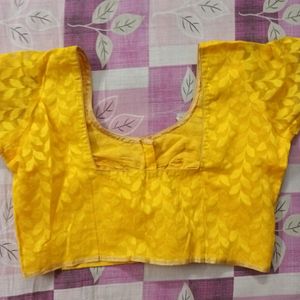 Yellow Color Net Blouse Square Neck New Unused