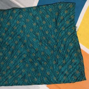 Dark Green Saree With Printing Work