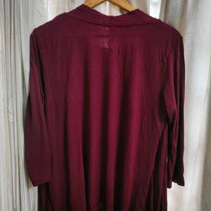 Beautiful Maroon Top With Attached Shrug