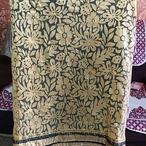 Designer Black-Golden Georgette Net Saree (6 Mtr)