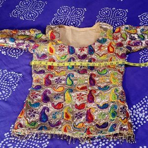 Heavy wool Embroidered Choli blouse off Shoulder