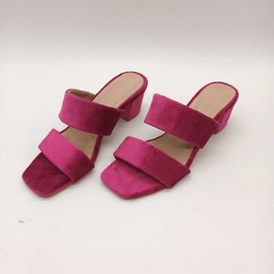 Magenta Velvet Block Heels 2 Inches.