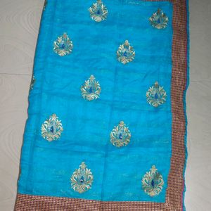 Sky Blue Colour Fancy Saree