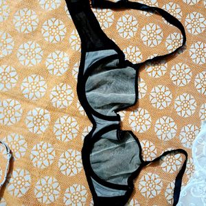 Designer Underwire Black Bra With Net