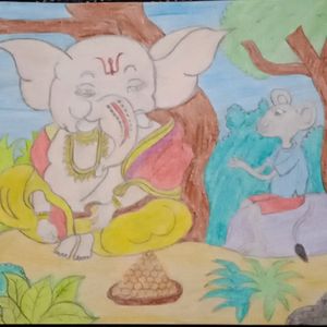 Cute Baby Ganesha Paintings